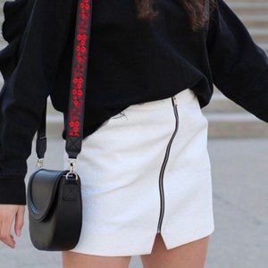 Topshop Zip Up White Geometric Textured Mini Skirt Size US 6